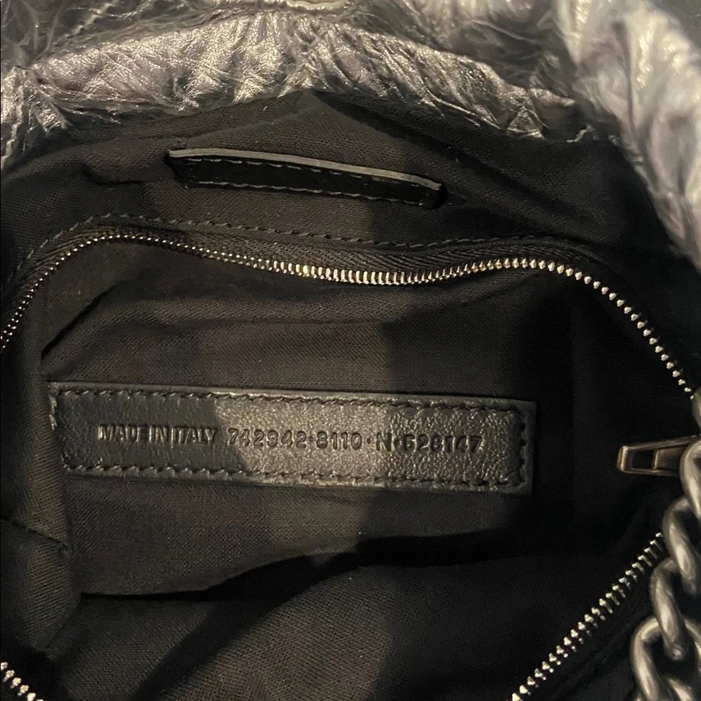 Metallic Silver Quilted Crush Tote Small - Picture 5 of 7